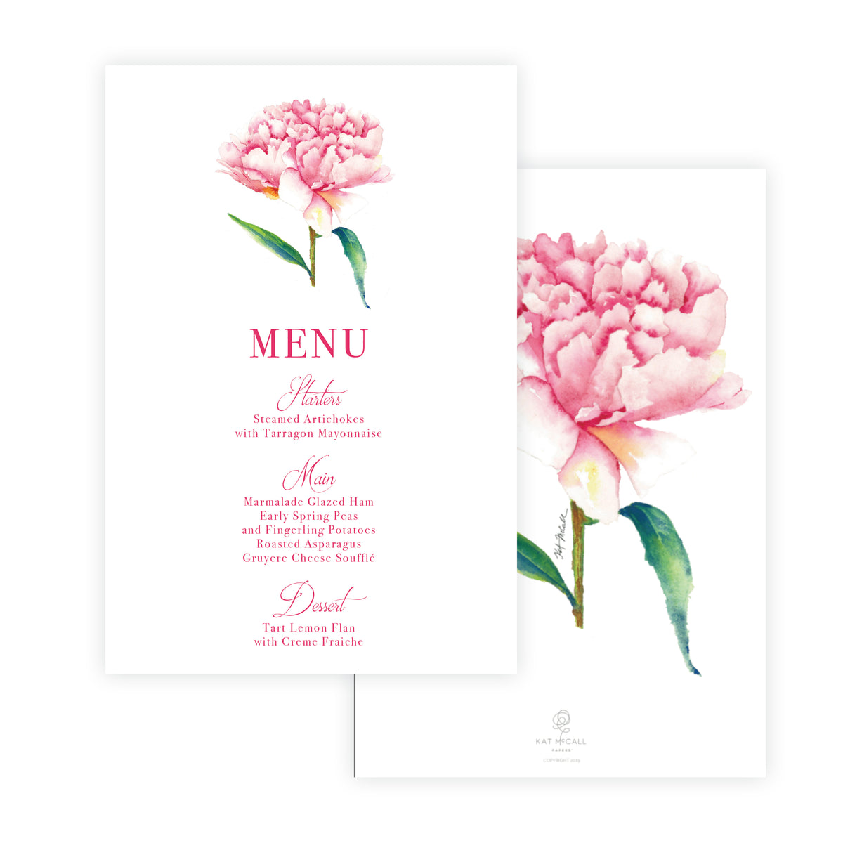 Peony Menu Card – Kat McCall Papers